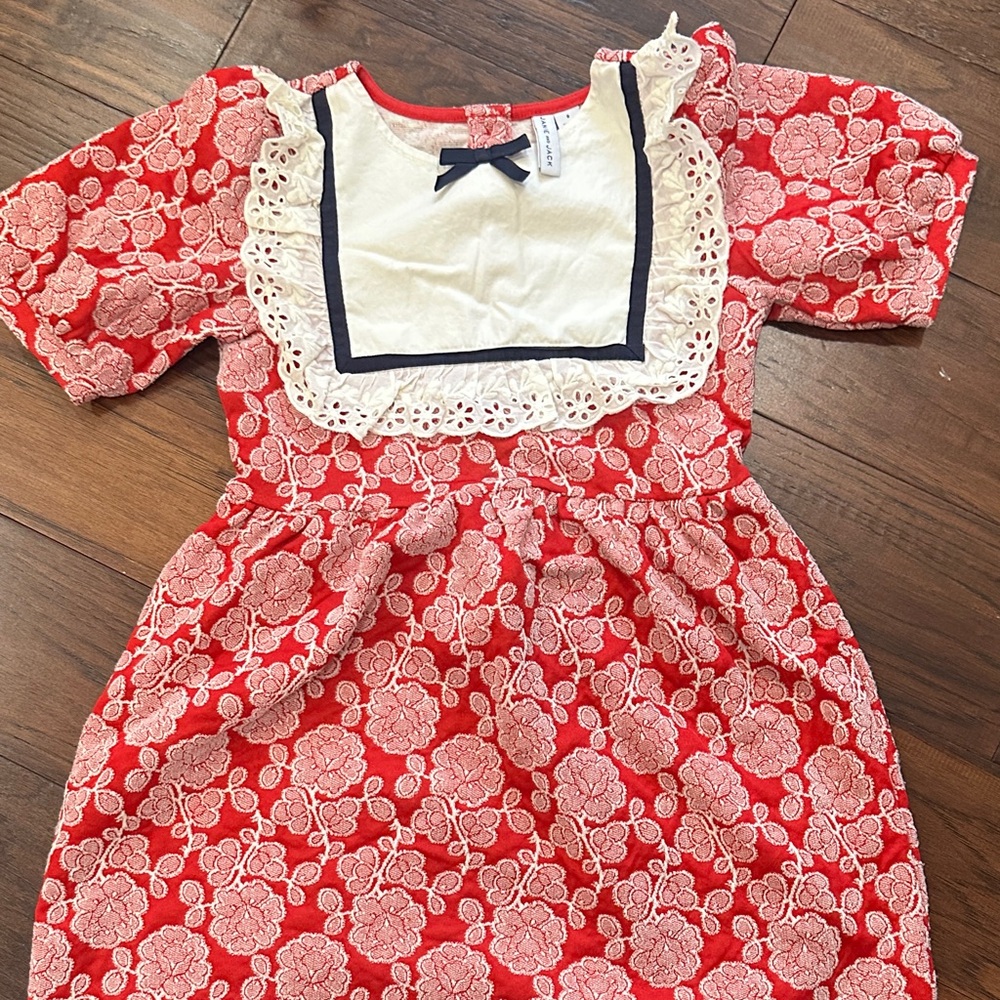Janie and Jack Red Floral Dress with White Lace